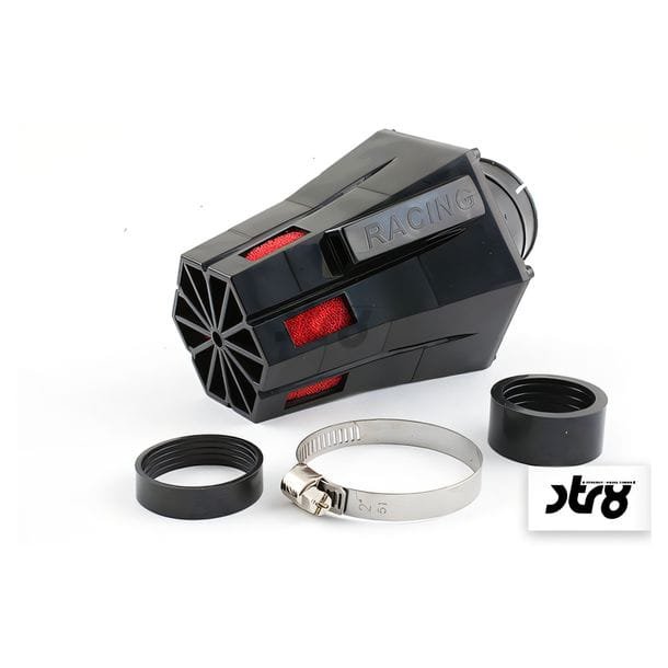 STR8 Evo Luftfilter 28–35 mm gebogen Schwarz Rot Universal Racing