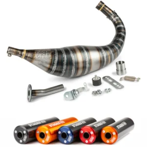 Stage6 R/T Racing Auspuff 80-90cc Minarelli AM6 | High-End Resonanzauspuff | Handgeschweißt | Schwarz/Blau
