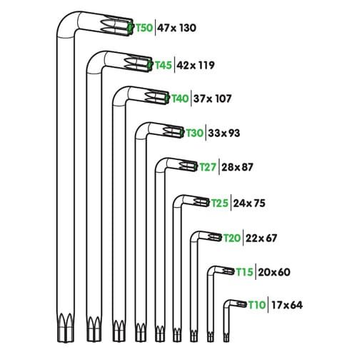 Lampa Torx Winkelschlüssel Set 9-teilig T10–T50 – Bild 3