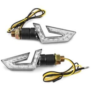 LED Blinker OPM Bumerang E-geprüft Klarglas Schwarz Universal Motorrad Roller 2 Stück