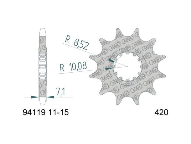 Kettenritzel AFAM 15 Zähne 420 für Minarelli AM6, CPI, Generic, Beeline, K-Sport, KSR-Moto TR 50 X – Bild 2