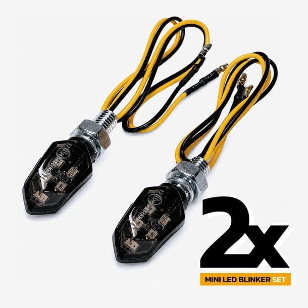 MXT Mini LED Blinker 12V E-geprüft schwarz getönt Universal Motorrad Roller Enduro Supermoto 2 Stück – Bild 2
