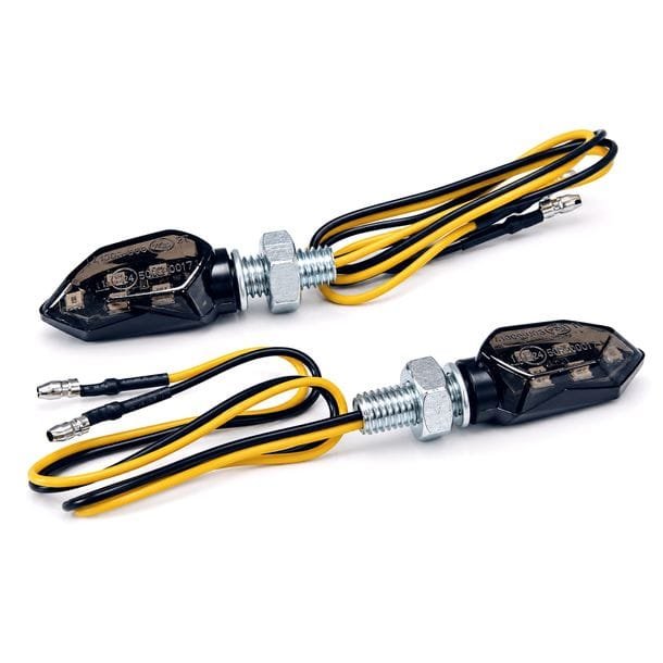 MXT Mini LED Blinker 12V E-geprüft schwarz getönt Universal Motorrad Roller Enduro Supermoto 2 Stück