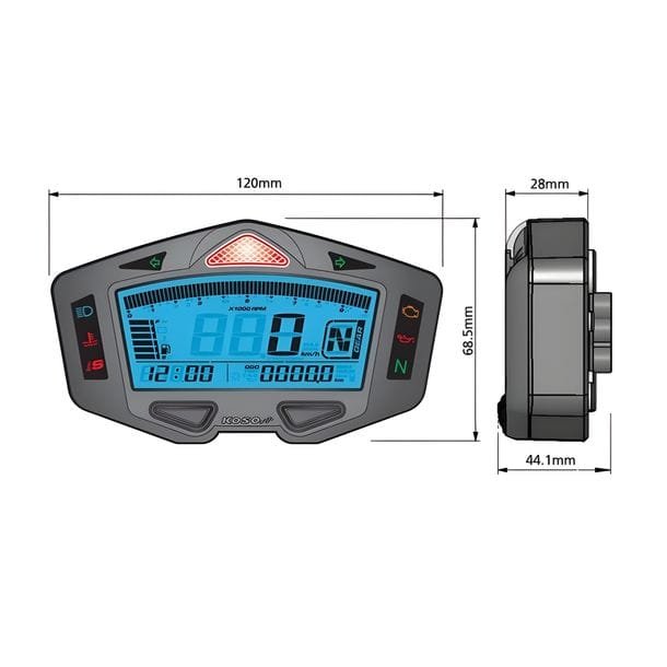 KOSO DB-03R Racing-Cockpit digital mit Ganganzeige, Tacho & Drehzahlmesser, ABE – Bild 6