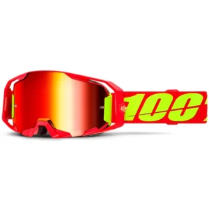 100% ARmatic MX Brille Rot – Offroad-Brille mit rot verspiegelter Ultra HD Linse