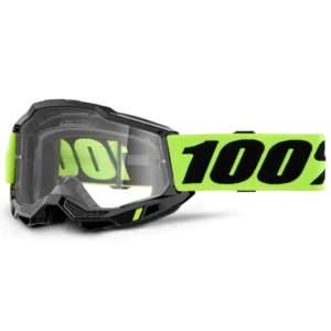 100% Accuri 2 Junior Kinder MX Brille – Neon-Gelb / Schwarz mit klarer Scheibe