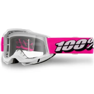100% Accuri 2 Roy MX Brille – Weiß / Pink mit klarer Scheibe (Adult)
