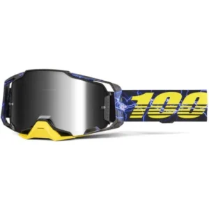 100% Armega Fury MX Brille – Premium Offroad-Brille mit silber verspiegelter Ultra HD Linse