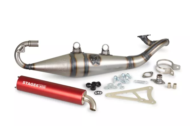 Stage6 Pro Replica MK2 Sportauspuff Minarelli liegend / China 2-Takt – Rot – ECE