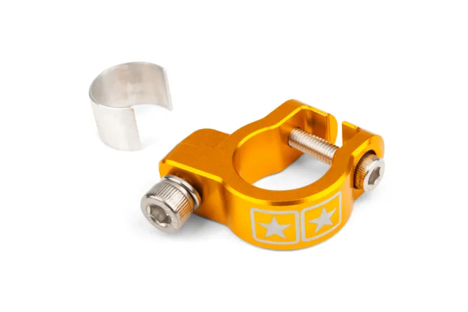 Stage6 CNC Aluminium Auspuffschelle 23/25 mm für Low-Mount Auspuffanlagen – Gelb – Bild 4