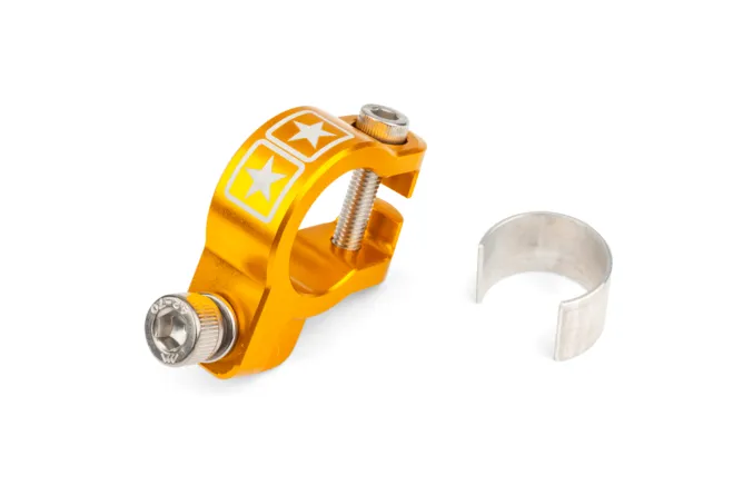 Stage6 CNC Aluminium Auspuffschelle 23/25 mm für Low-Mount Auspuffanlagen – Gelb