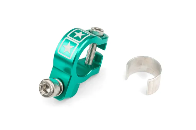 Stage6 CNC Aluminium Auspuffschelle 23/25 mm für Low-Mount Auspuffanlagen – Türkis