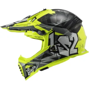 LS2 MX437 Fast Evo II Mini Crusher Kinder Motocross Helm Schwarz/Grau/Gelb
