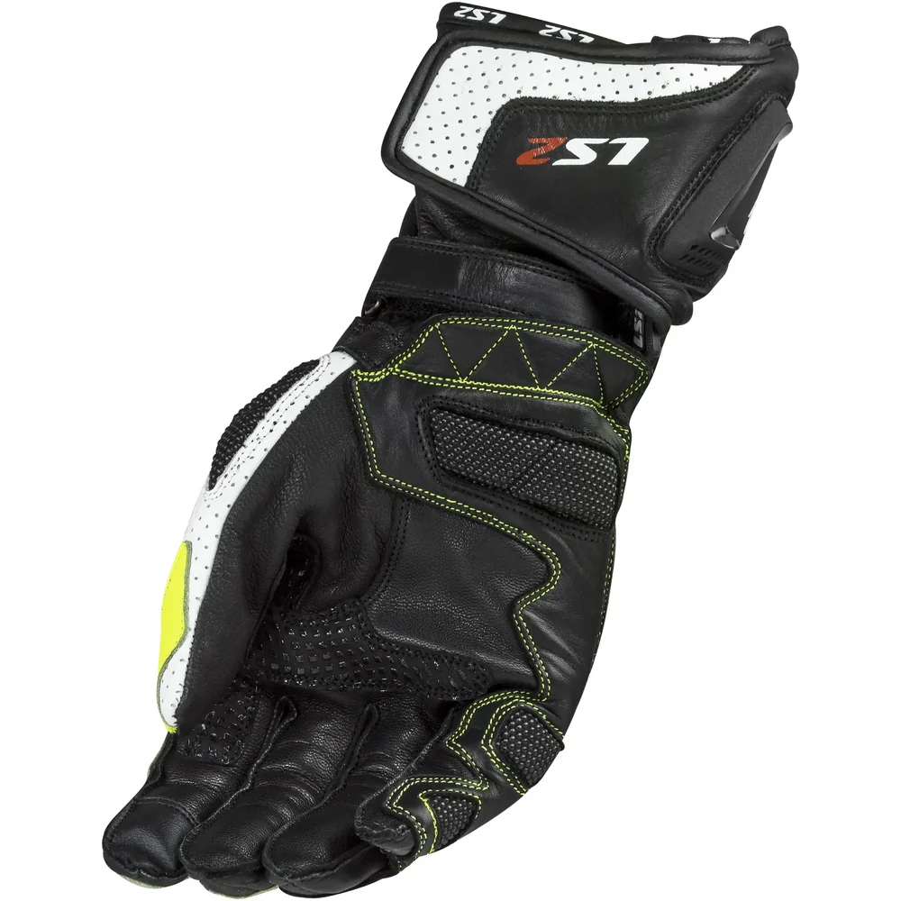 LS2 Swift Man Lederhandschuhe – Sportliche Motorrad-Rennsporthandschuhe in Schwarz / Neongelb – Bild 2
