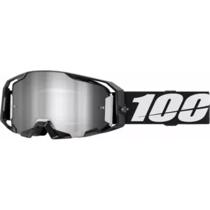 100% ARmatic MX Brille Schwarz – Offroad-Brille mit verspiegelter Flash Silver Ultra HD Linse