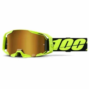 100% ARmatic MX Brille Amarillo Flúor – Offroad-Brille mit gold verspiegelter Ultra HD Linse