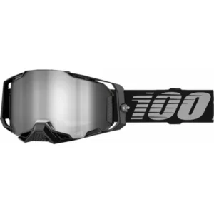 100% Armega MX Brille Black – Premium Offroad-Brille mit silber verspiegelter Ultra HD Linse