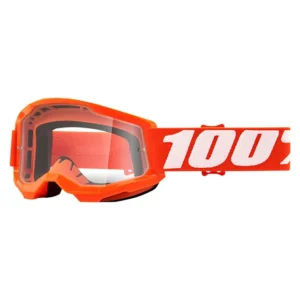 100% Strata 2 Kinder MX Brille Orange – Offroad-Brille mit klarer Scheibe