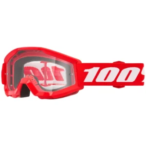 100% Strata Mini MX Brille für Kinder – Rot mit klarer Scheibe