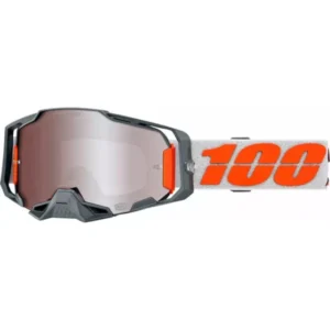 100% Armega Silver / Hiper MX Brille – Premium Offroad-Brille mit silber verspiegelter Ultra HD Linse
