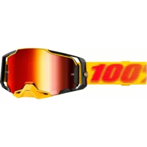 100% Armega Tetsu MX Brille – Premium Offroad-Brille mit rot verspiegelter Ultra HD Linse