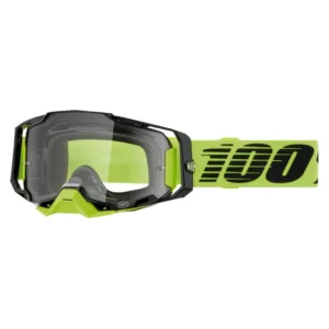 100% Armega MX Brille Neon-Gelb – Premium Offroad-Brille mit klarer Ultra HD Linse