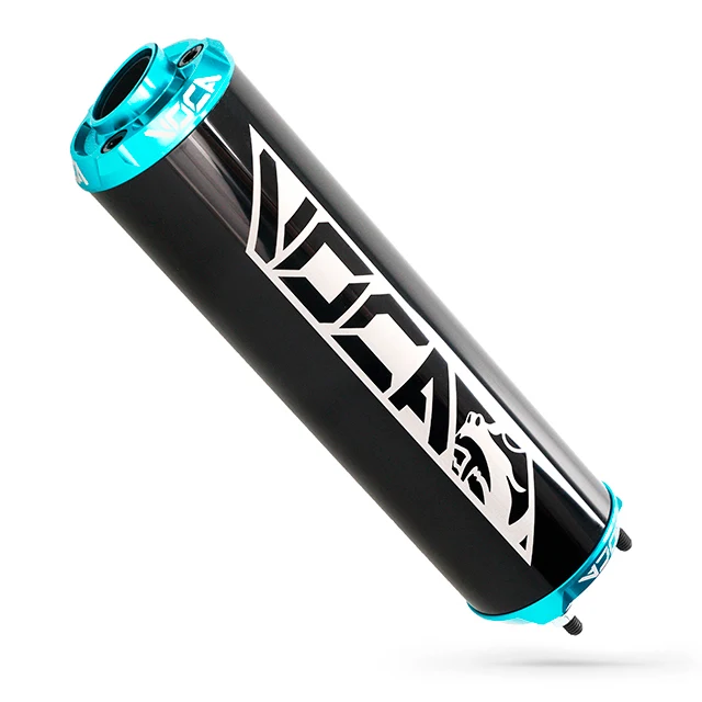 VOCA Racing CNC Aluminium Endschalldämpfer – schwarz mit Endkappe - Cyanblau