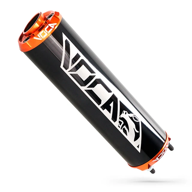 VOCA Racing CNC Aluminium Endschalldämpfer – schwarz mit Endkappe - Orange