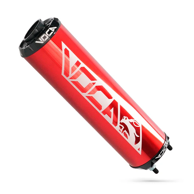 VOCA-CNC-Aluminium-Schalldaempfer-–-schwarze-Kappe-rot