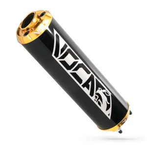 VOCA Racing CNC Aluminium Endschalldämpfer – schwarz mit Endkappe - Gold