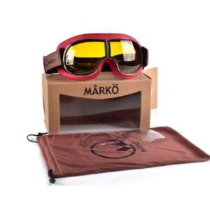 MÂRKÖ B3 Goggle Replica Motorradbrille – Rote Retro-Fliegerbrille mit UV-Schutz