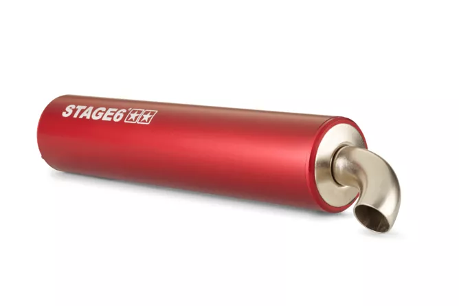 Endschalldämpfer Stage6 Pro Replica MK2 – Premium Roller Aludämpfer mit 2-Punkt-Befestigung in Rot
