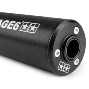Endschalldämpfer Stage6 50-80cc – Sportlicher Aludämpfer für Linksmontage in Schwarz