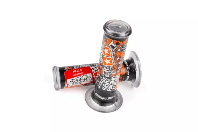 Stage6 Stickerbomb Grips – Hochwertige 2-Komponenten Lenkergriffe in Schwarz / Orange