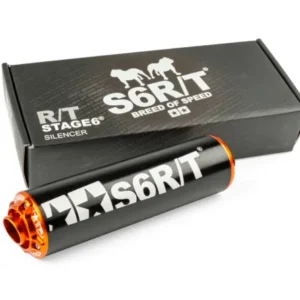Endschalldämpfer Stage6 R/T 70cc – High-End Racing Aludämpfer in Schwarz / Orange (CNC)