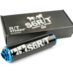 Endschalldämpfer Stage6 R/T 70cc – High-End Racing Aludämpfer in Schwarz / Blau (CNC)