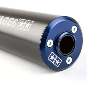 Endschalldämpfer Stage6 50-80cc – Sportlicher Aludämpfer für Linksmontage in Blau/Schwarz