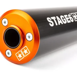 Endschalldämpfer Stage6 50-80cc – Sportlicher Aludämpfer für Rechtsmontage in Orange/ Schwarz