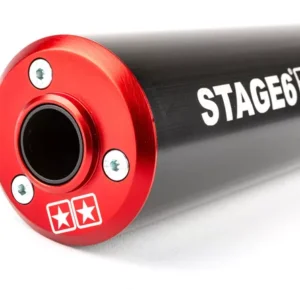 Endschalldämpfer Stage6 50-80cc – Sportlicher Aludämpfer für Rechtsmontage in Rot/ Schwarz